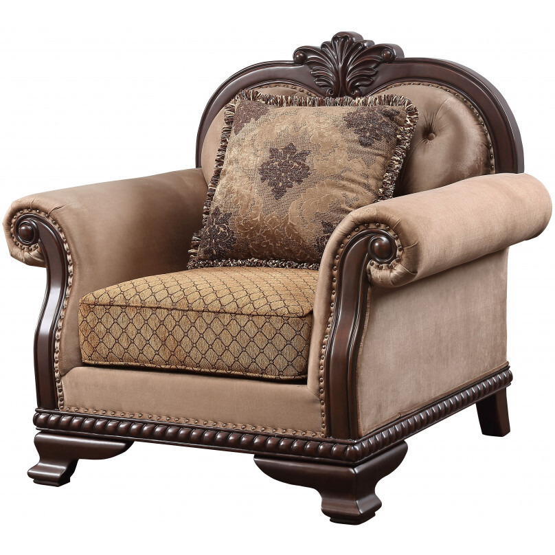 44 Tan Espresso Arm Chair