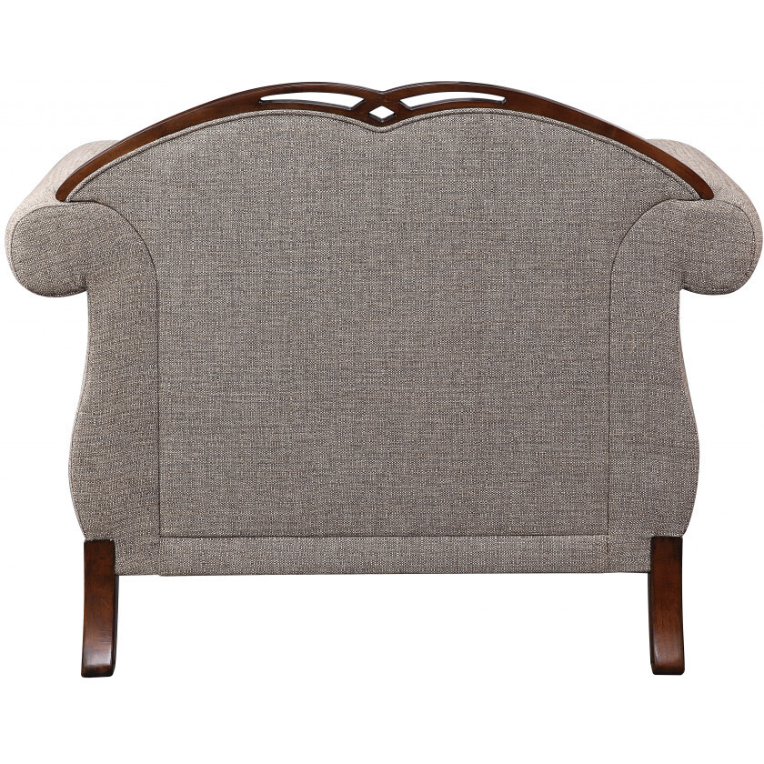 48 Beige Fabric And Cherry Floral Arm Chair