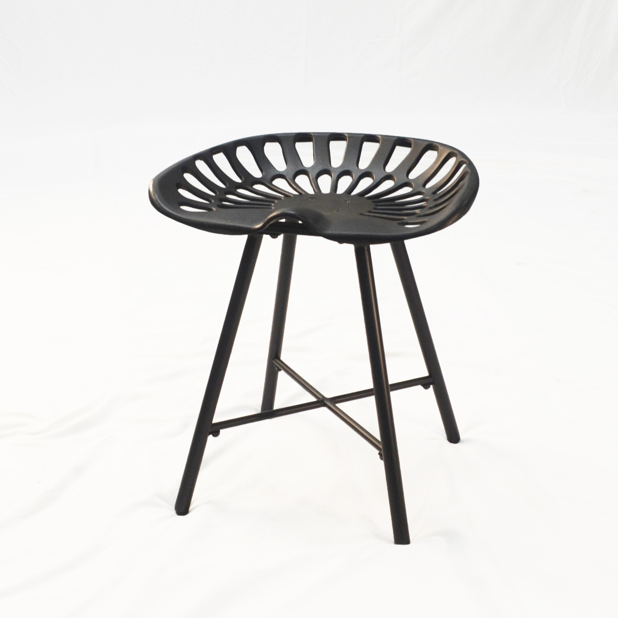 18 Black Metal Backless Chair