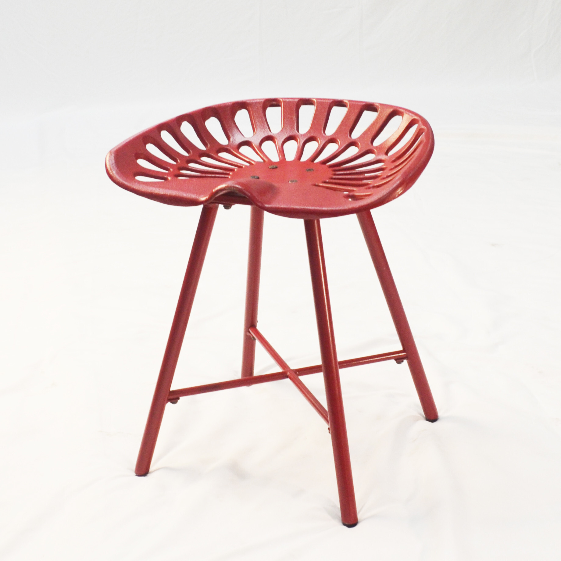 18 Red Metal Backless Stool