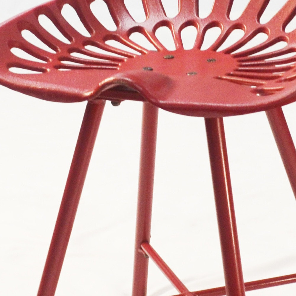 18 Red Metal Backless Stool