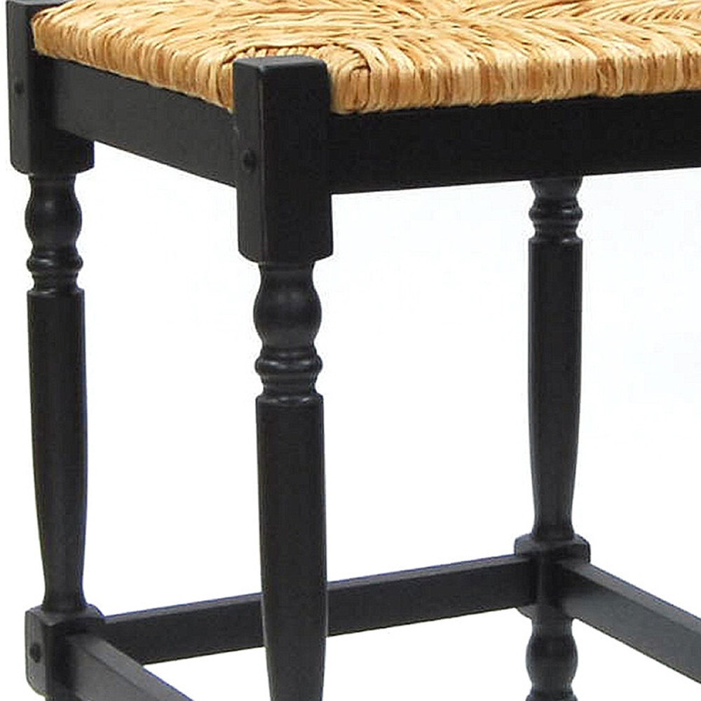 24 Natural And Black Backless Counter Height Bar Chair With Footrest