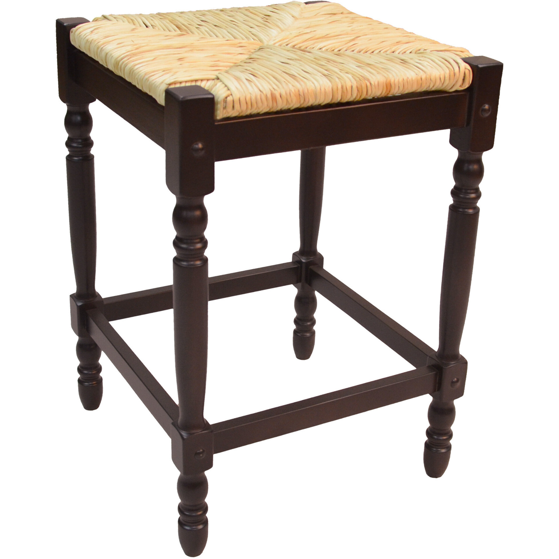 24 Natural And Espresso Backless Counter Height Bar Chair With Footrest