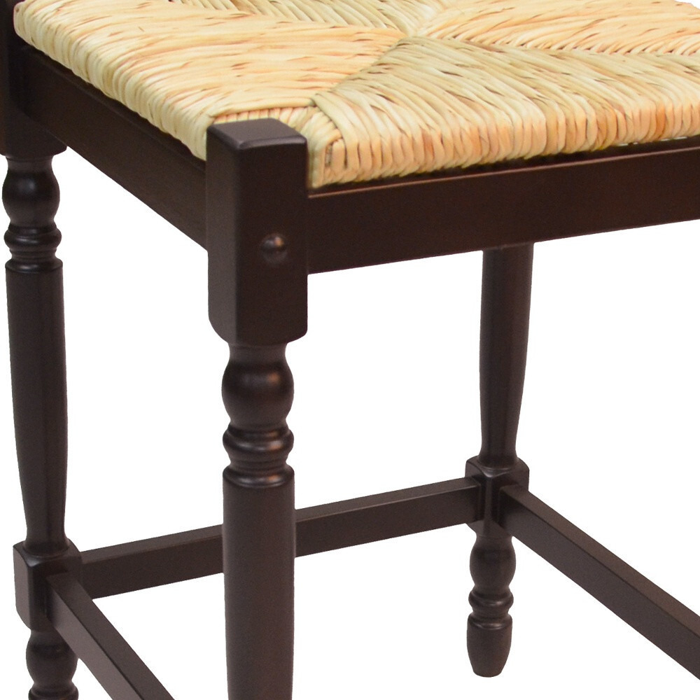 24 Natural And Espresso Backless Counter Height Bar Chair With Footrest