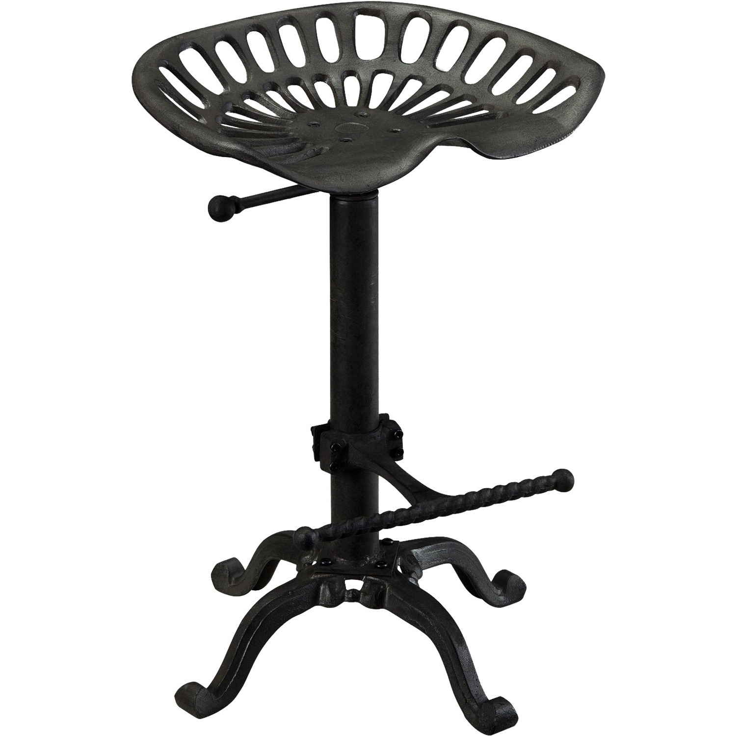 23 Black Backless Adjustable Height Bar Chair With Footrest