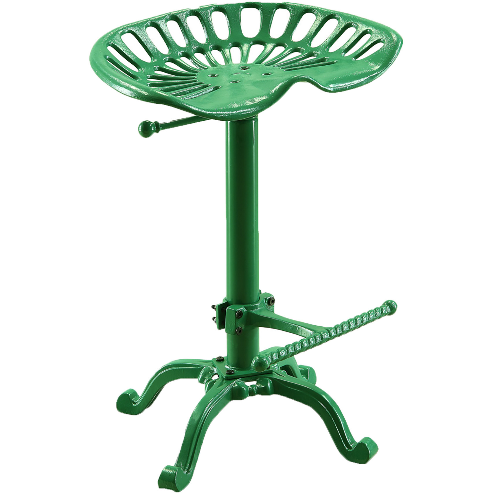 23 Green Backless Adjustable Height Bar Chair With Footrest