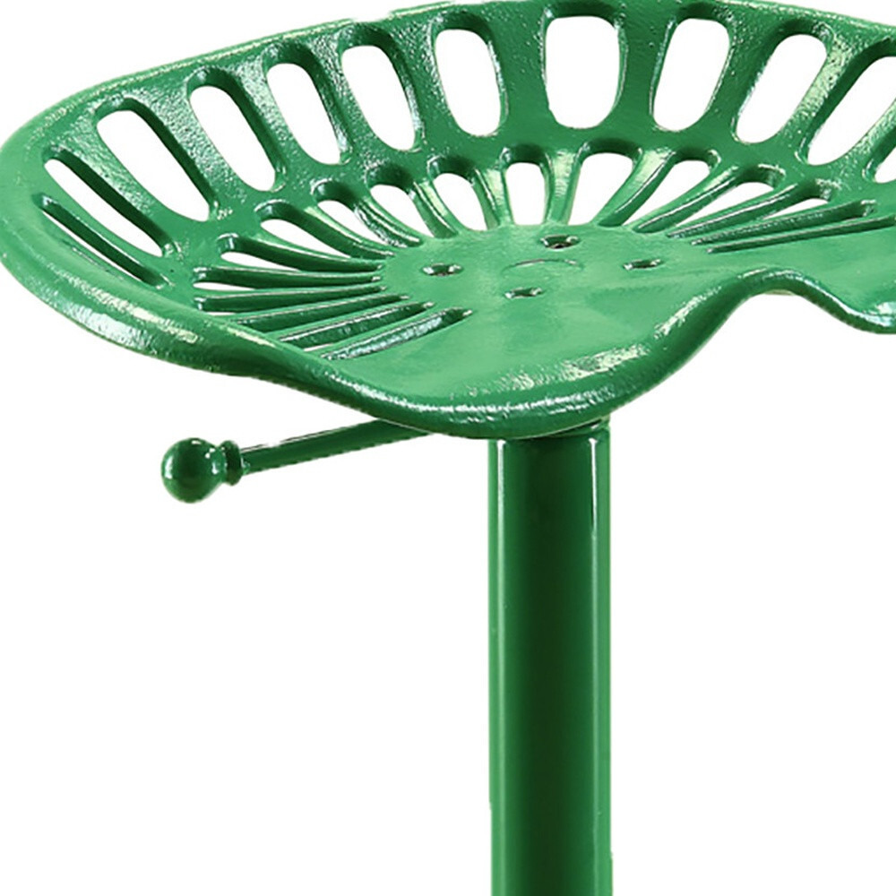 23 Green Backless Adjustable Height Bar Chair With Footrest