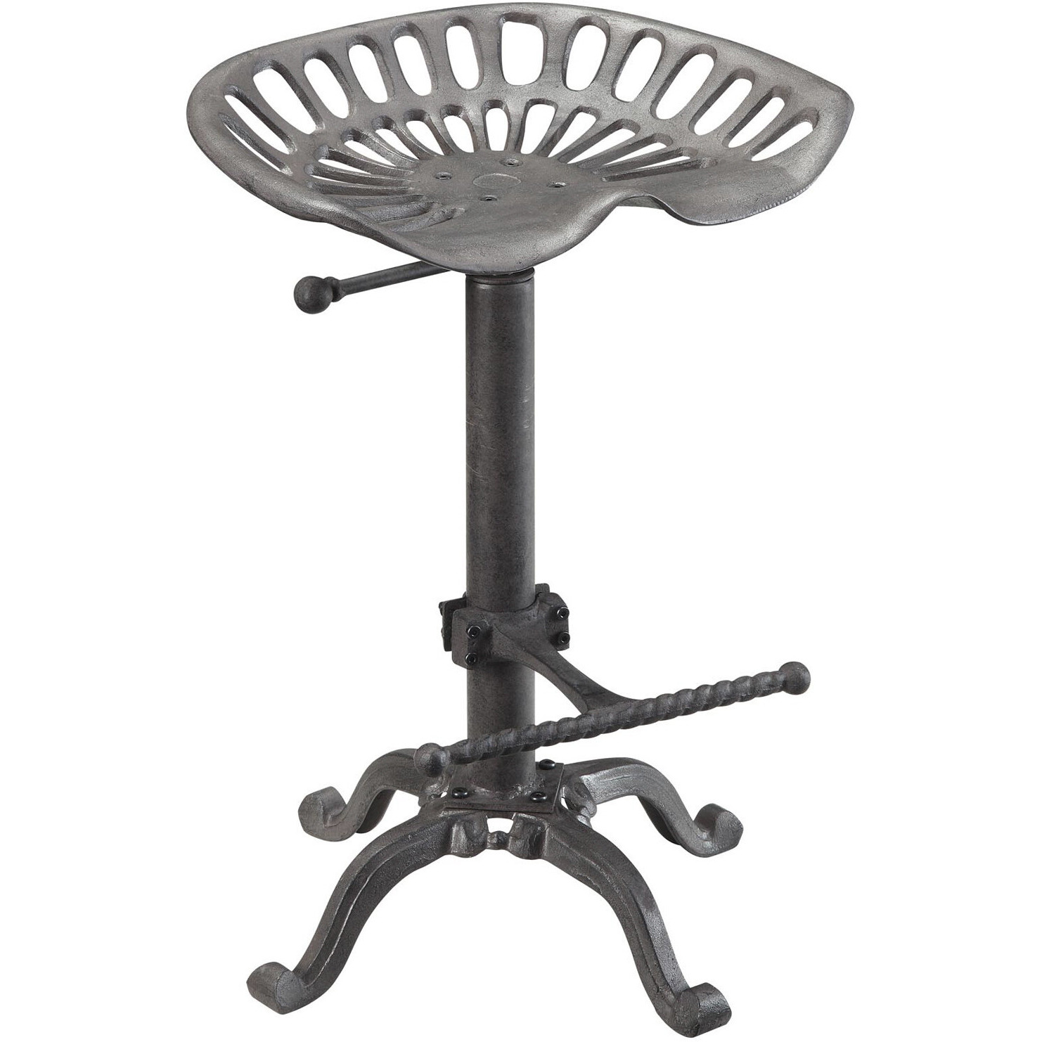 23 Gray Backless Adjustable Height Bar Chair With Footrest