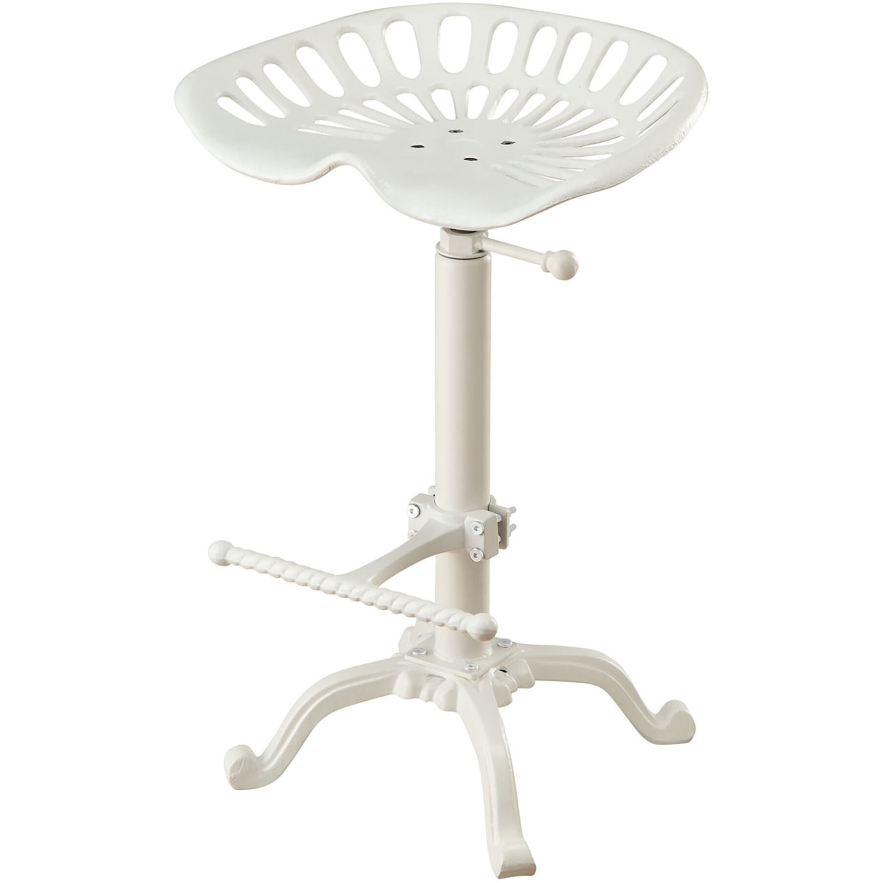23 White Backless Adjustable Height Bar Chair With Footrest