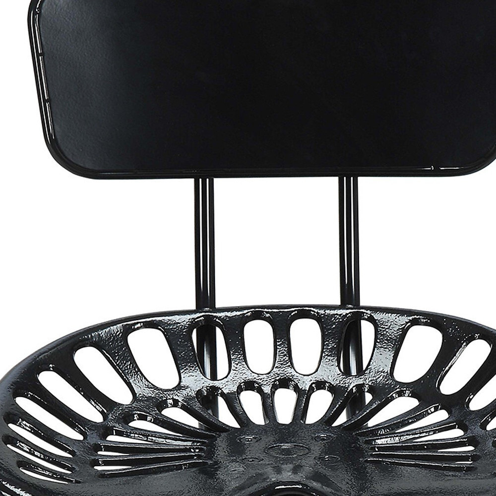 47 Black Low Back Adjustable Height Bar Chair With Footrest