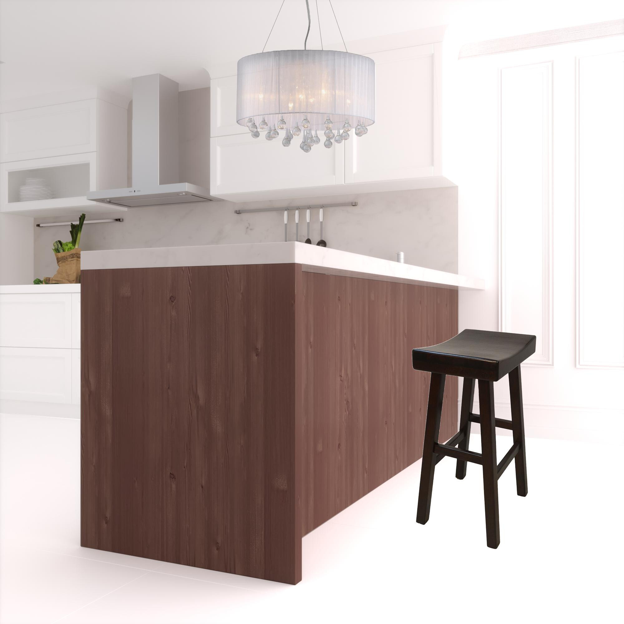 30 Espresso Backless Bar Height Chair With Footrest