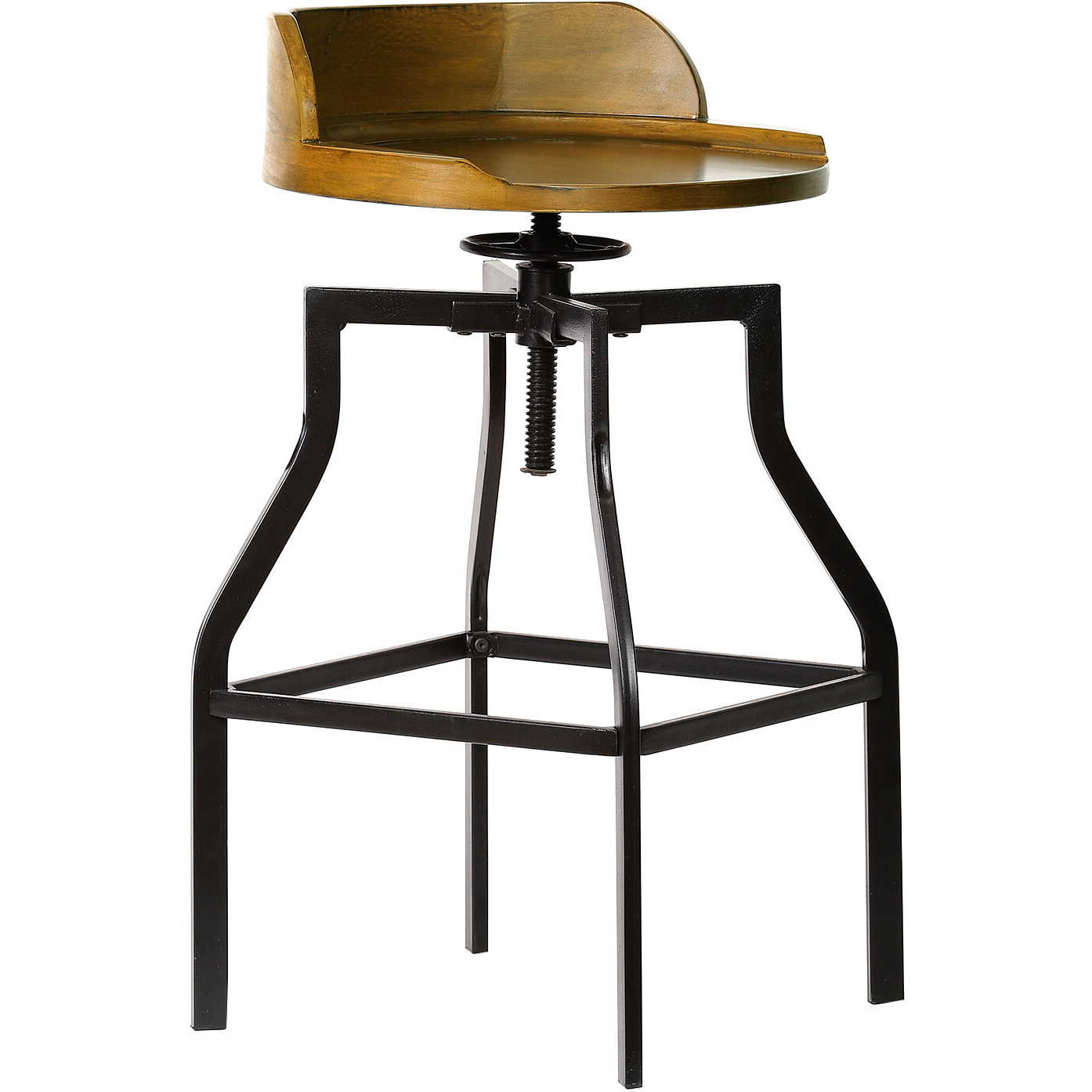 29 Chestnut Steel Swivel Backless Adjustable Height Bar Chair With Footrest