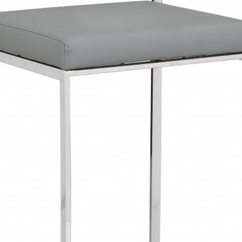 35 Gray Faux Leather And Steel Low Back Bar Height Chair With Footrest