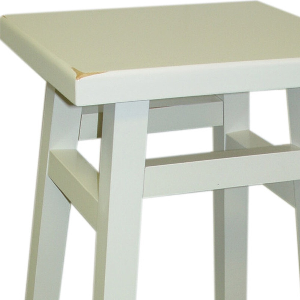 24 White Backless Counter Height Bar Chair With Footrest