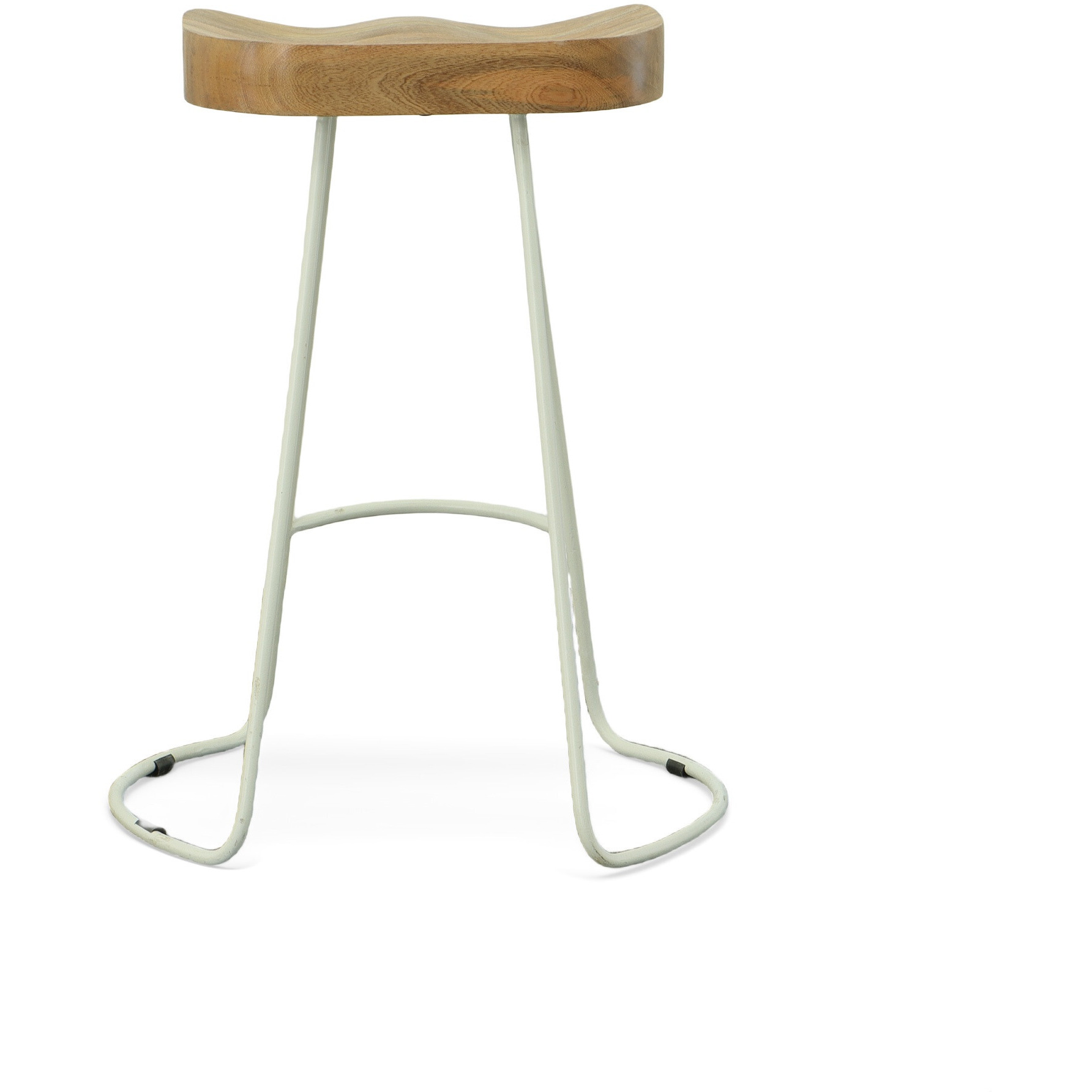 Set Of Two 25 Natural And White Steel Backless Counter Height Bar Chairs With Footrest