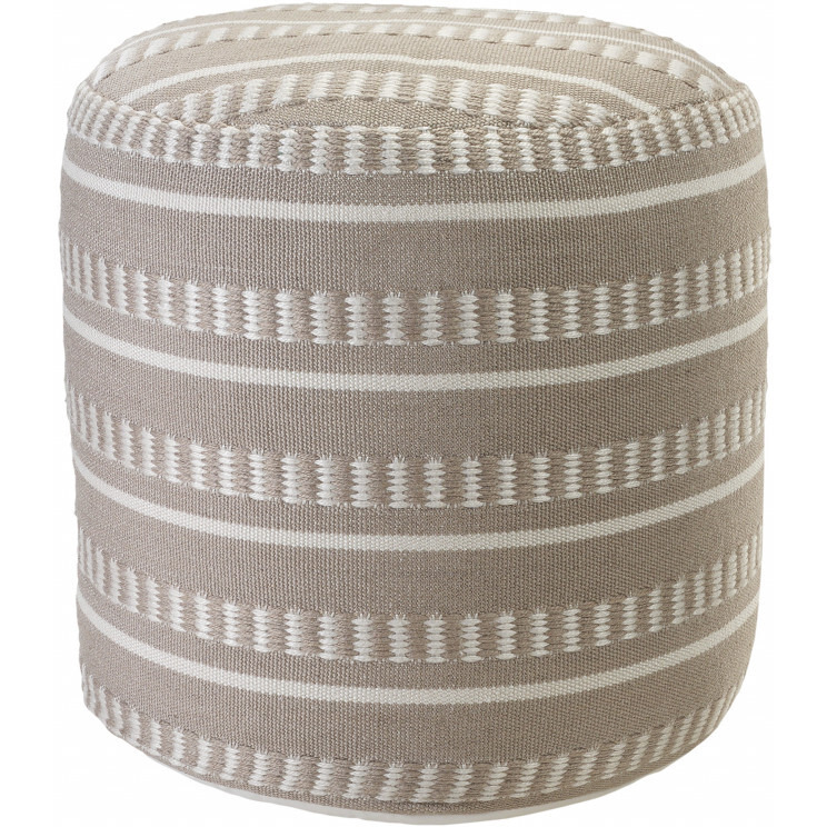 20 Brown Polyester Round Striped Indoor Outdoor Pouf Ottoman
