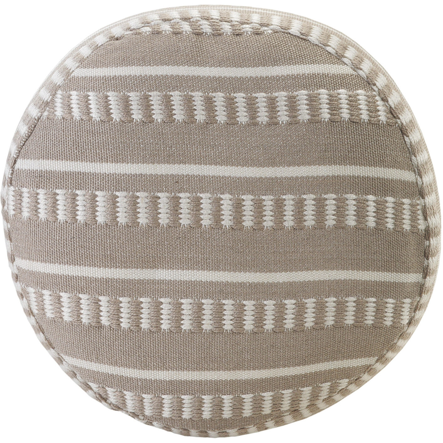 20 Brown Polyester Round Striped Indoor Outdoor Pouf Ottoman
