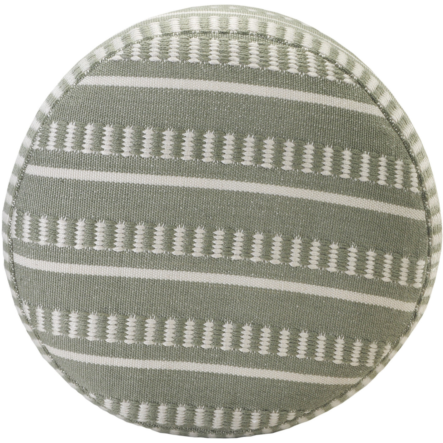 20 Green Polyester Round Striped Indoor Outdoor Pouf Ottoman