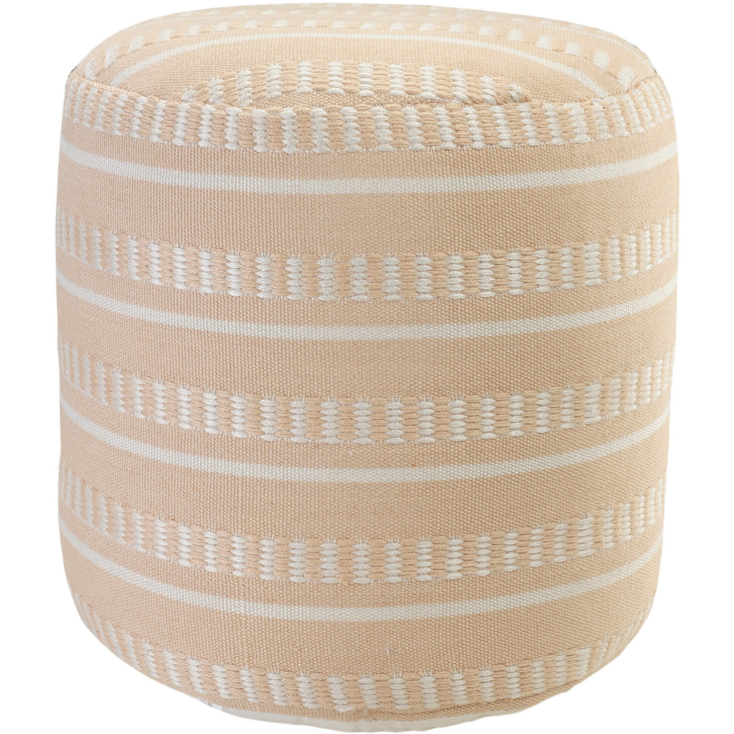 20 Orange Polyester Round Striped Indoor Outdoor Pouf Ottoman