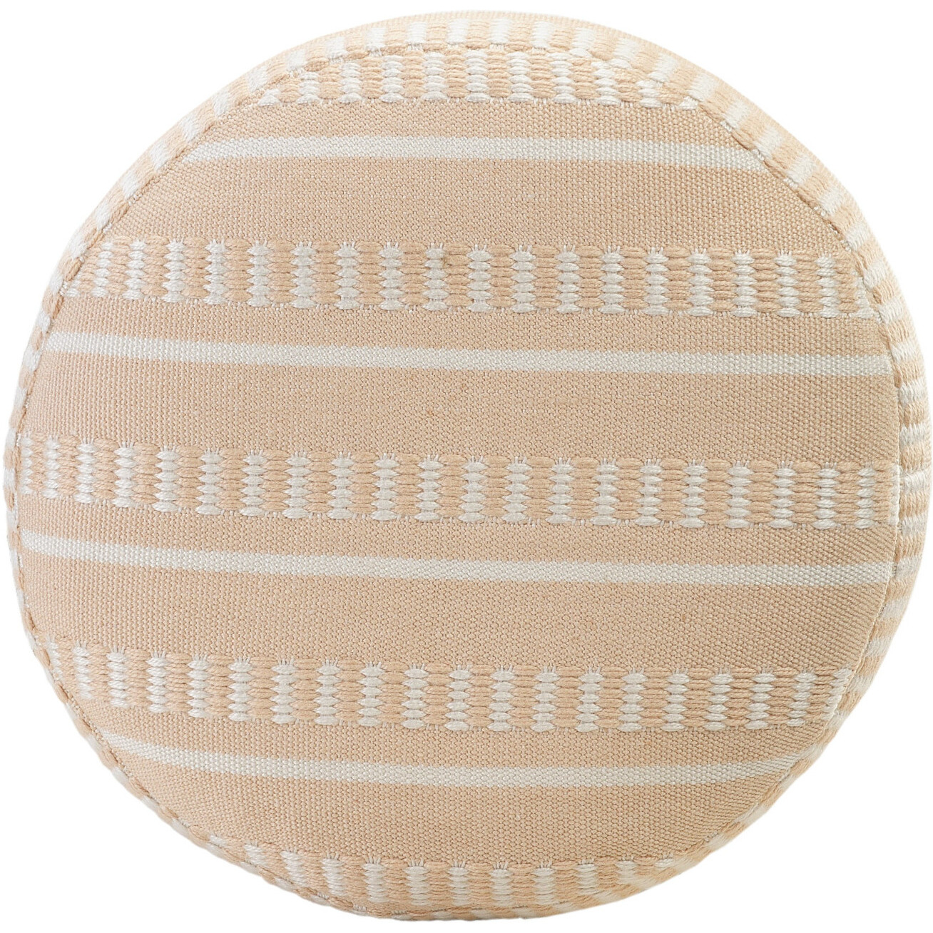 20 Orange Polyester Round Striped Indoor Outdoor Pouf Ottoman