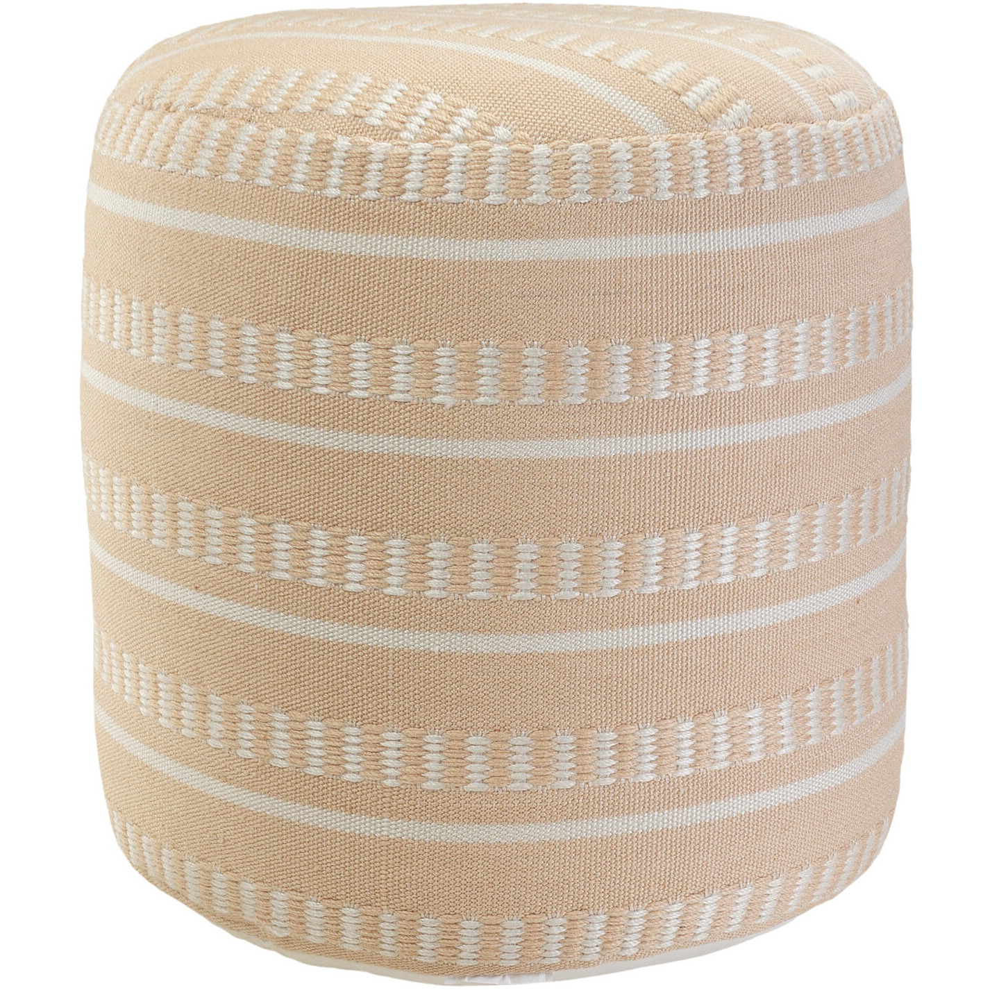 20 Orange Polyester Round Striped Indoor Outdoor Pouf Ottoman
