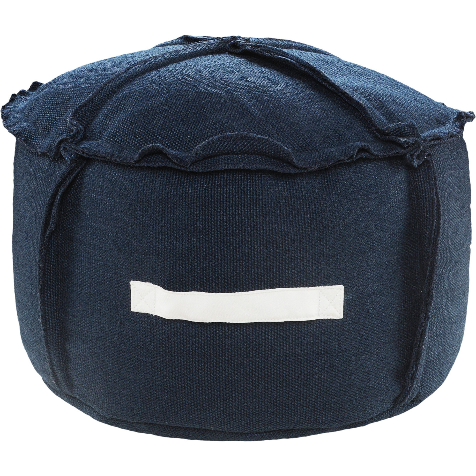 20 Blue Polyester Round Patchwork Indoor Outdoor Pouf Ottoman