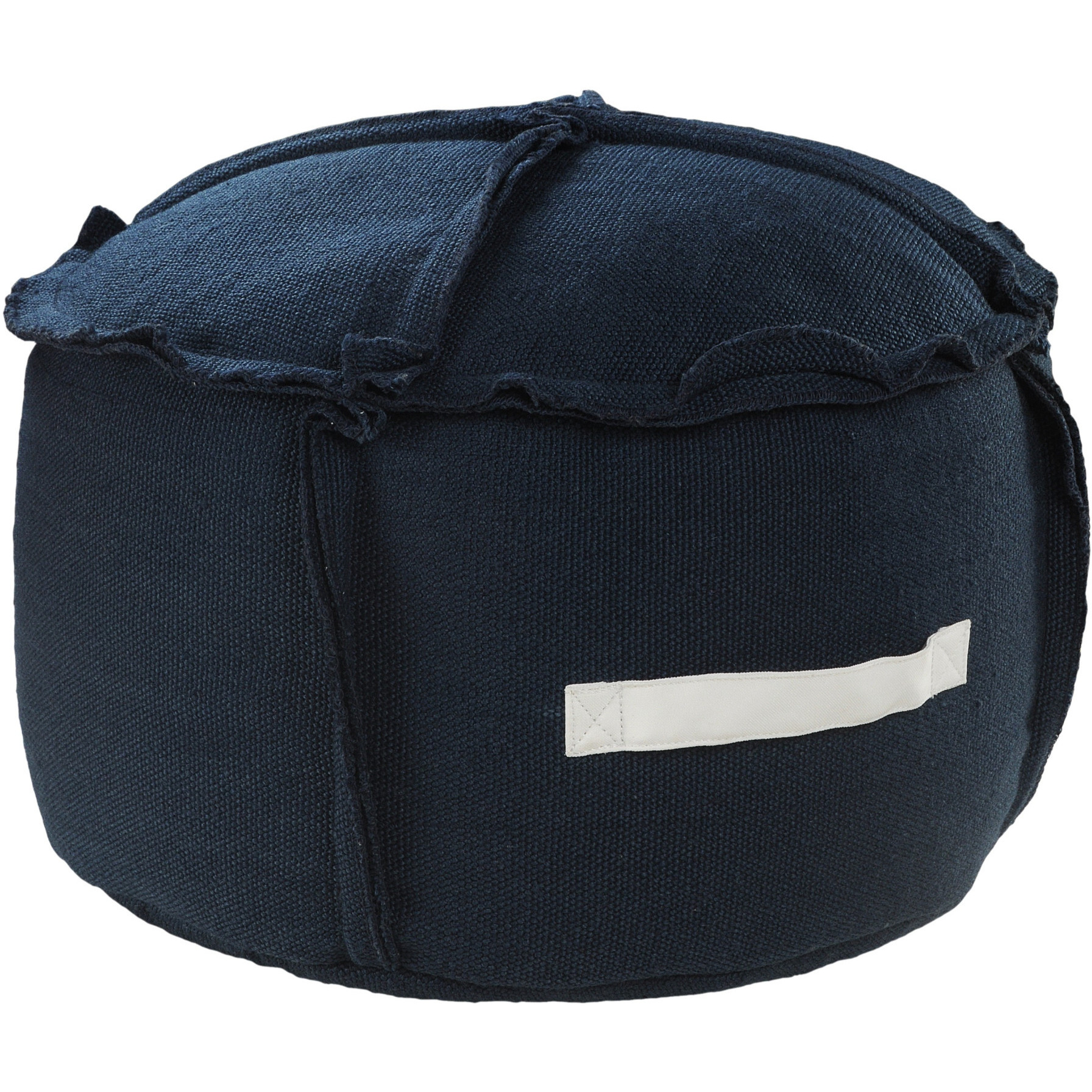 20 Blue Polyester Round Patchwork Indoor Outdoor Pouf Ottoman