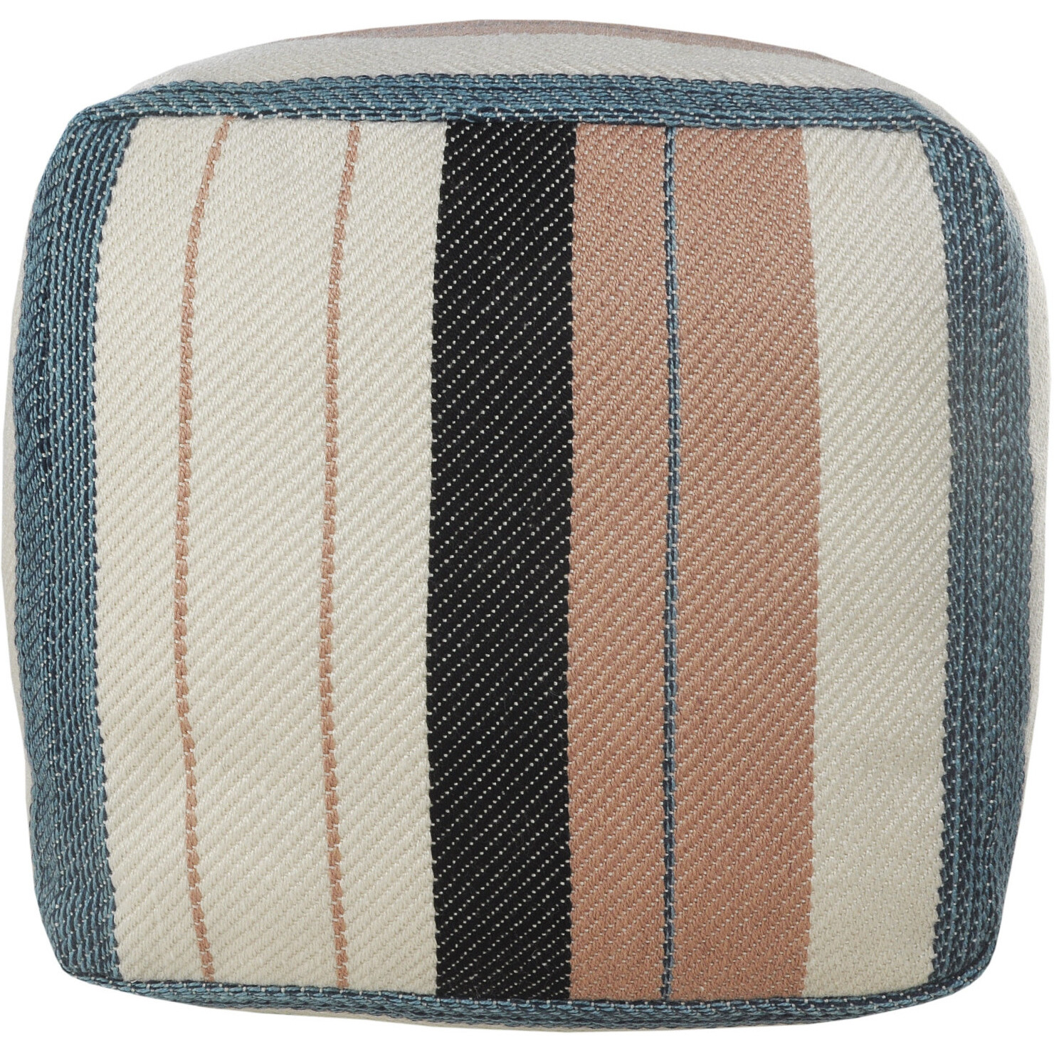 20 White Polyester Striped Indoor Outdoor Pouf Ottoman