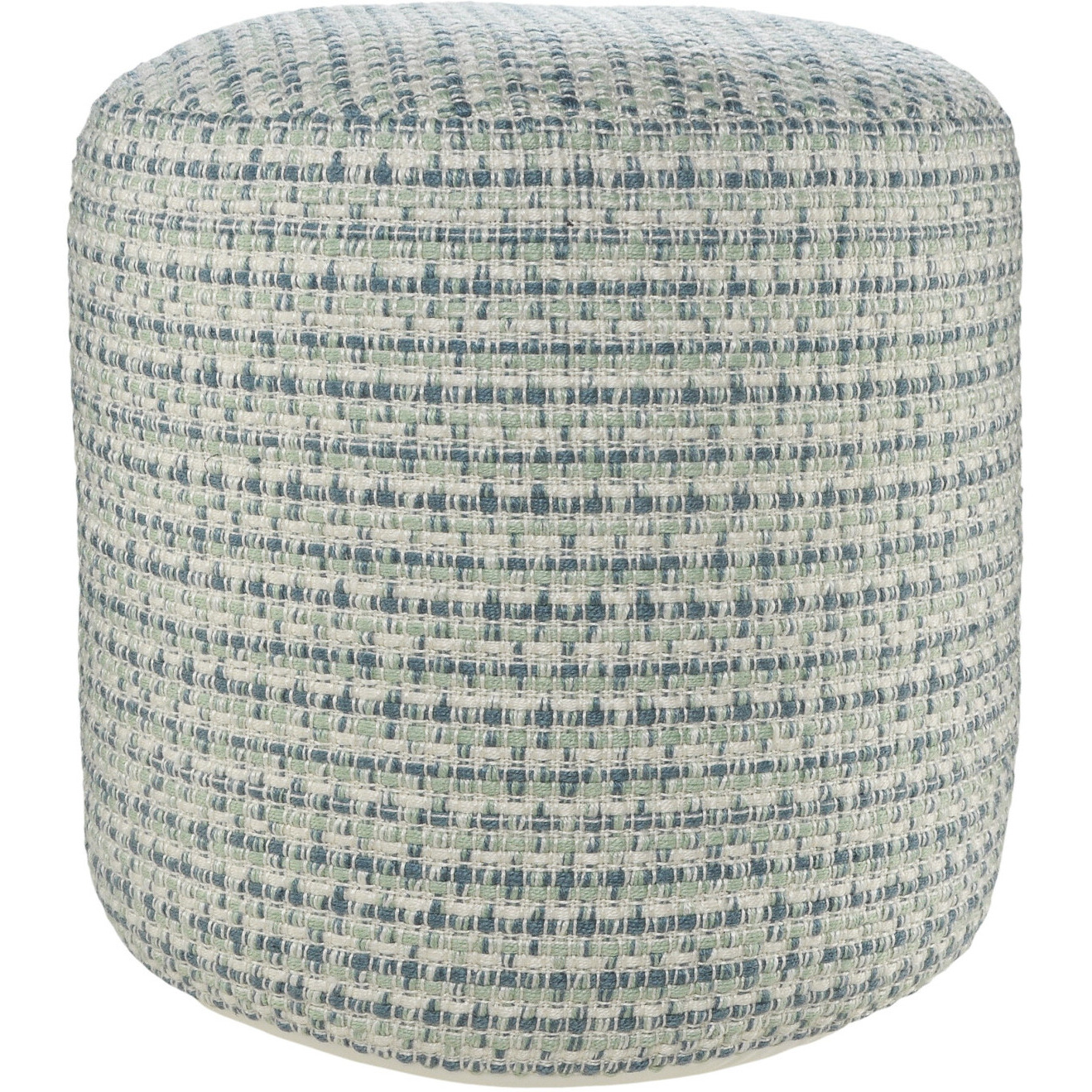 20 Blue Polyester Round Geometric Indoor Outdoor Pouf Ottoman