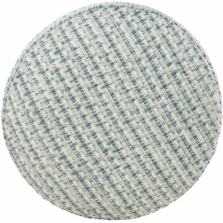 20 Blue Polyester Round Geometric Indoor Outdoor Pouf Ottoman