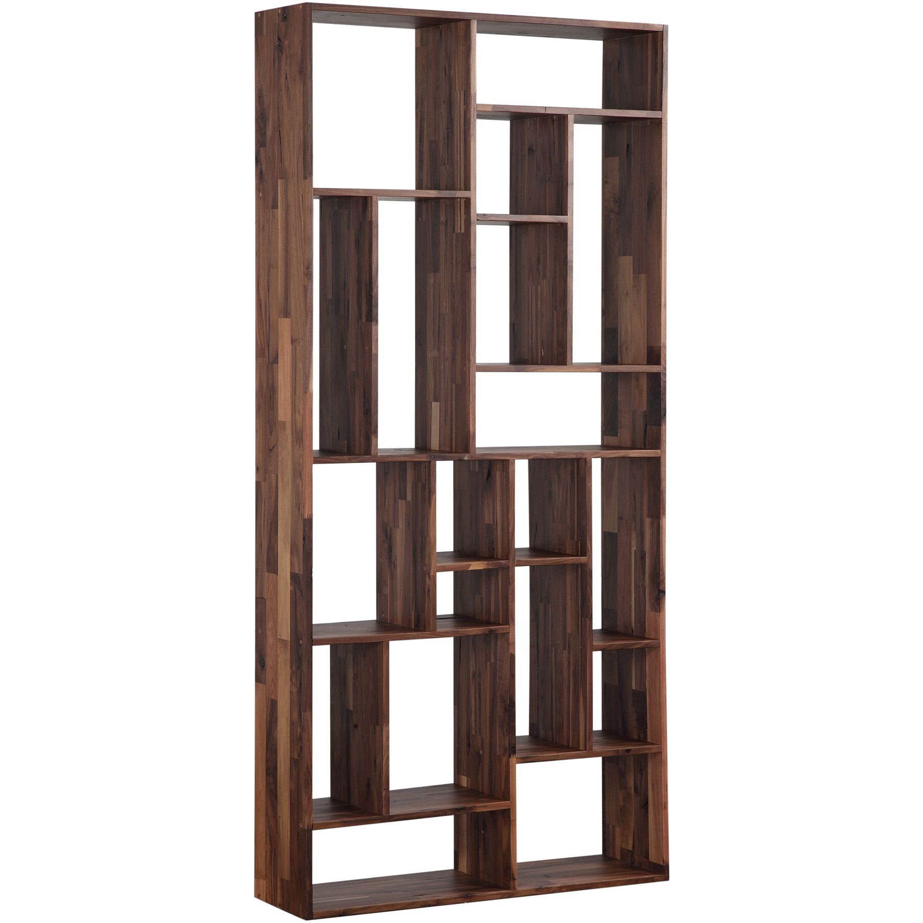 86 Natural Walnut Wood Ten Tier Standard Bookcase