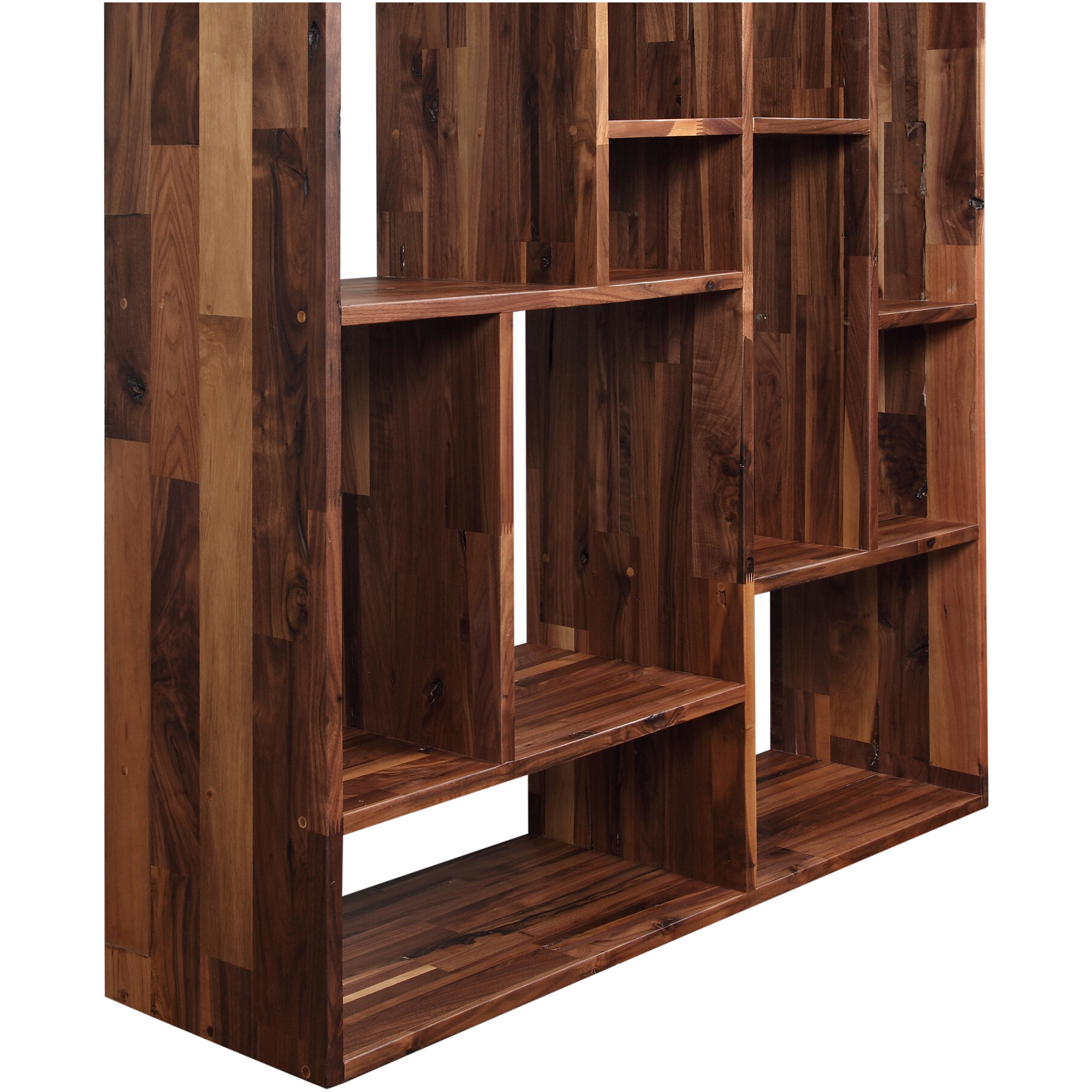86 Natural Walnut Wood Ten Tier Standard Bookcase