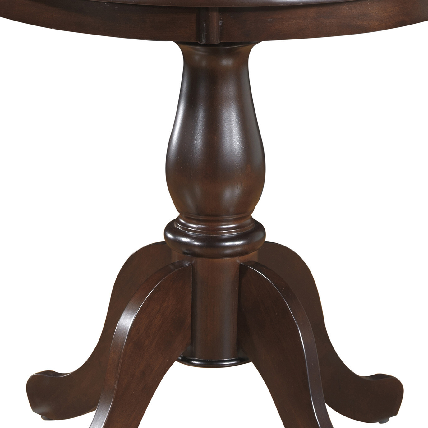 30 Dark Brown Round Turned Pedestal Base Wood Dining Table