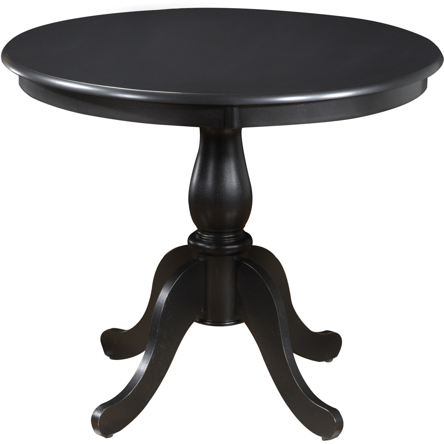 36 Antique Black Round Turned Pedestal Base Wood Dining Table
