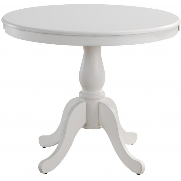 30 White Round Turned Pedestal Base Wood Dining Table