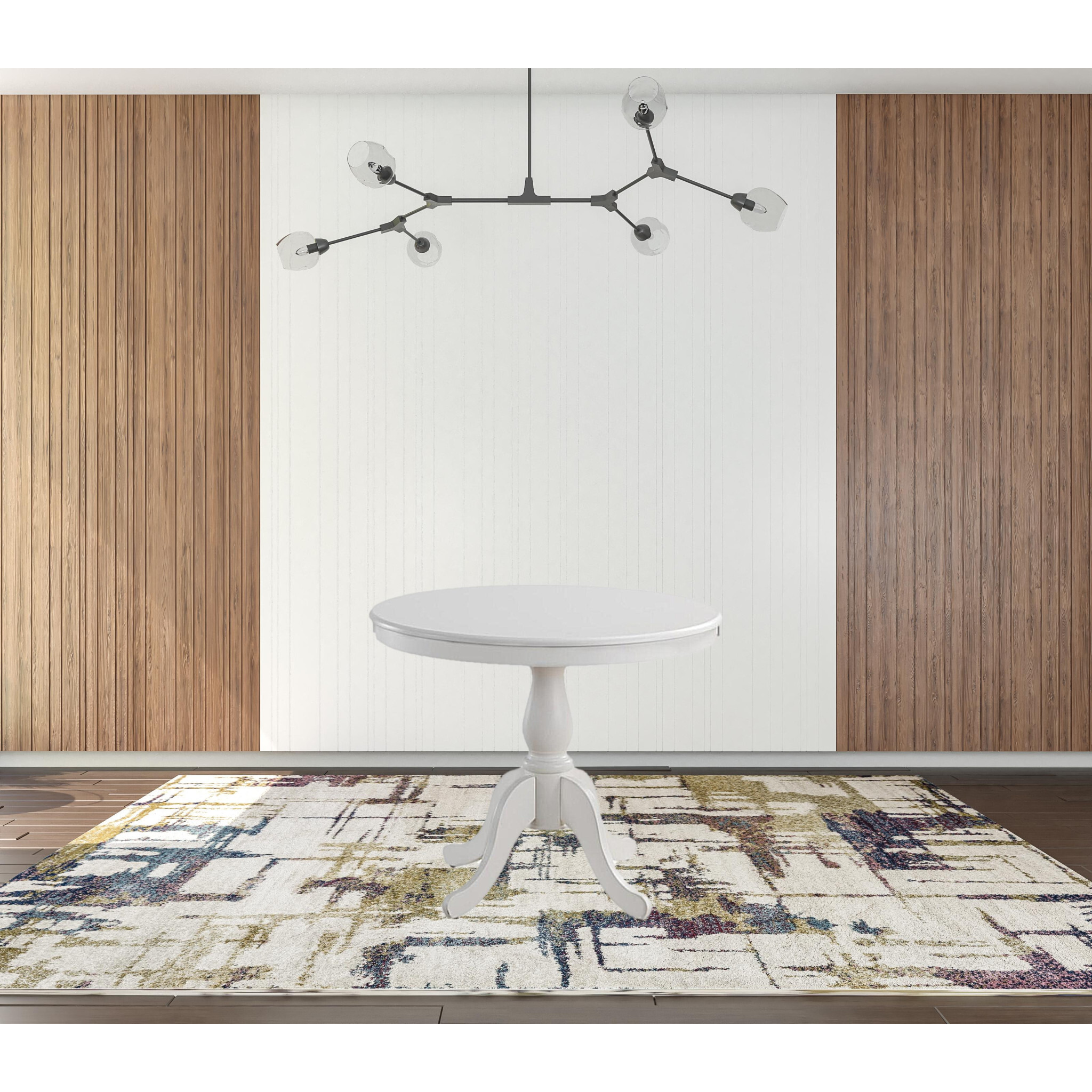 30 White Round Turned Pedestal Base Wood Dining Table