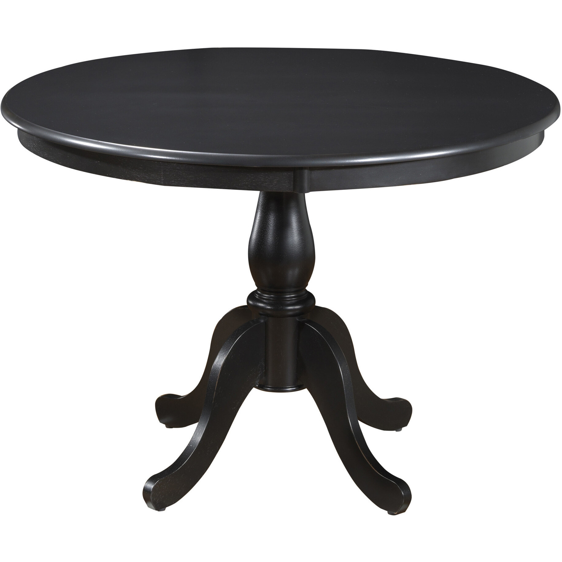42 Antique Black Round Turned Pedestal Base Wood Dining Table