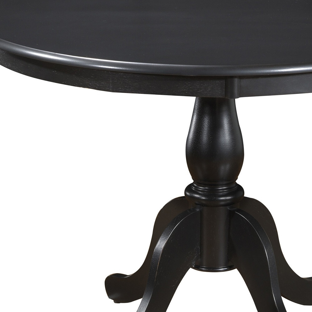 42 Antique Black Round Turned Pedestal Base Wood Dining Table