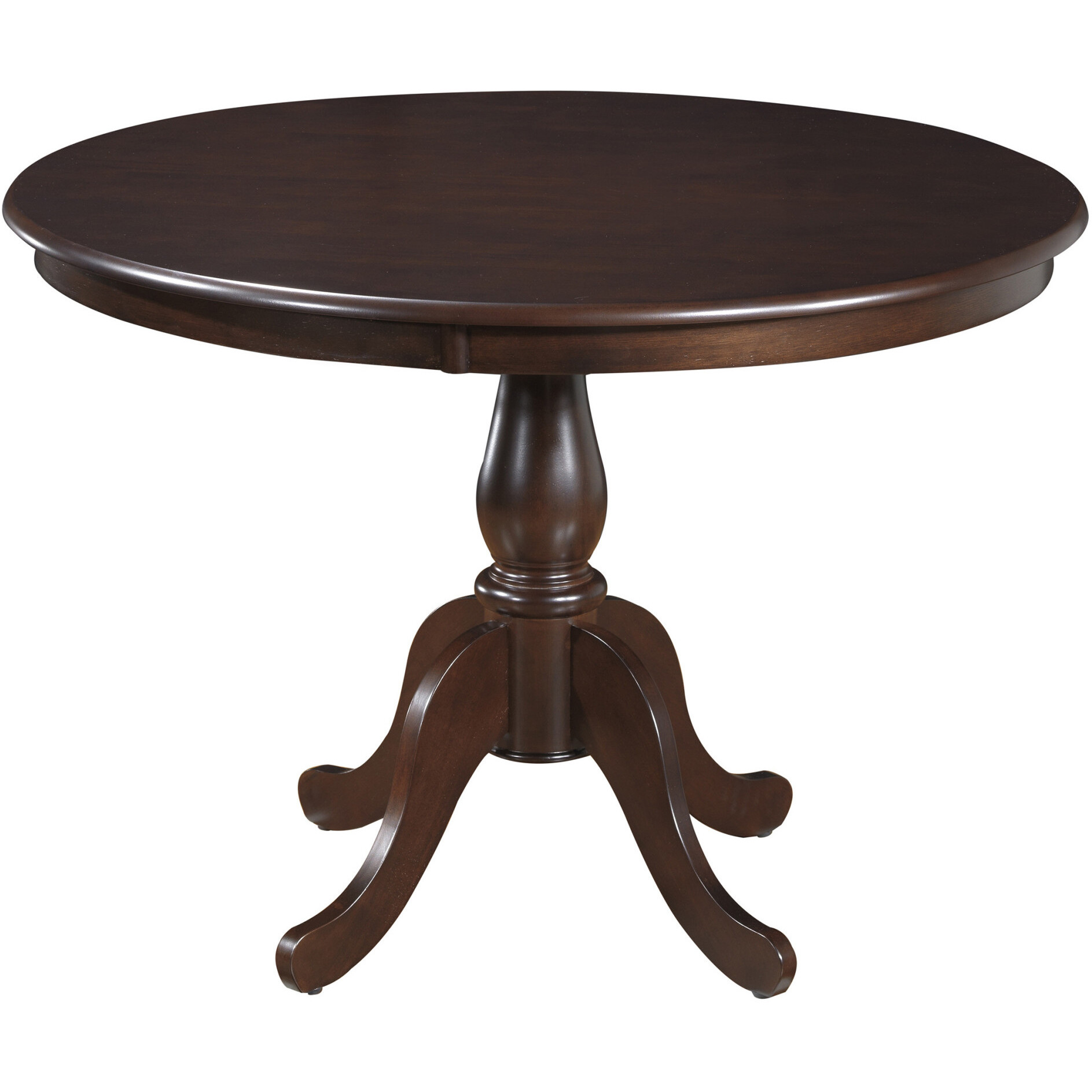 42 Espresso Brown Round Turned Pedestal Base Wood Dining Table