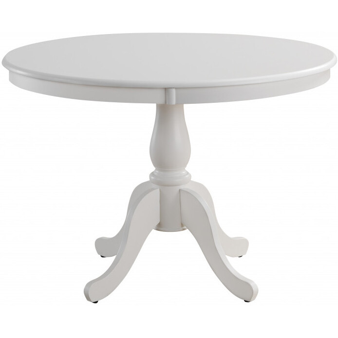 42 White Round Turned Pedestal Base Wood Dining Table