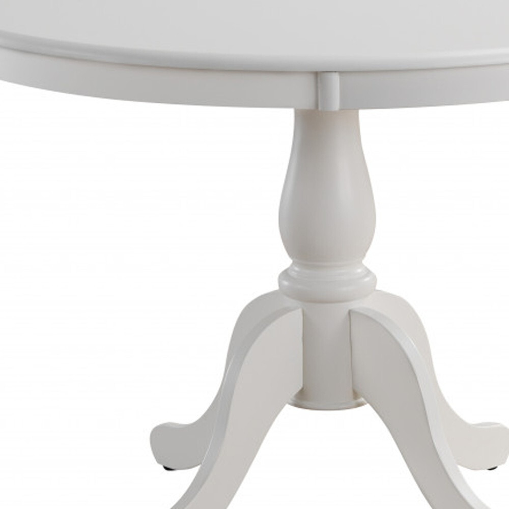 42 White Round Turned Pedestal Base Wood Dining Table