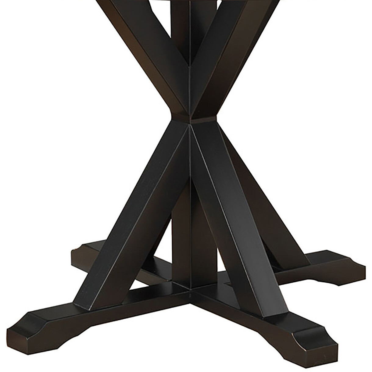 48 Antique Black Round X Pedestal Base Wood Dining Table