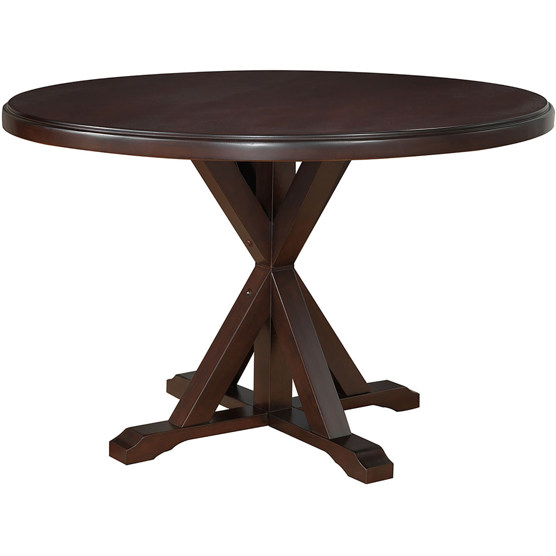 48 Espresso Brown Round X Pedestal Base Wood Dining Table