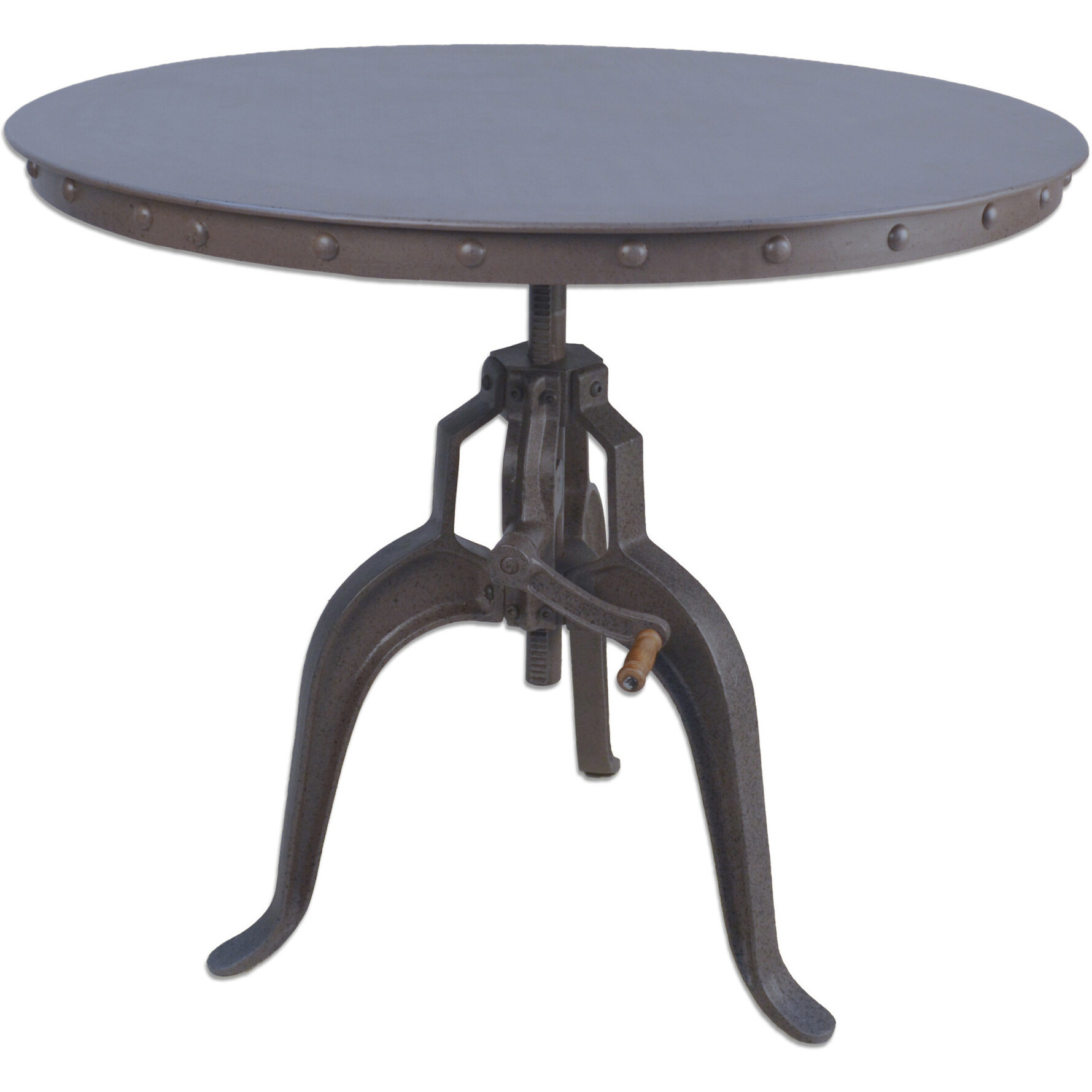 36 Industrial Gray Adjustable Crank Round Top Dining Table