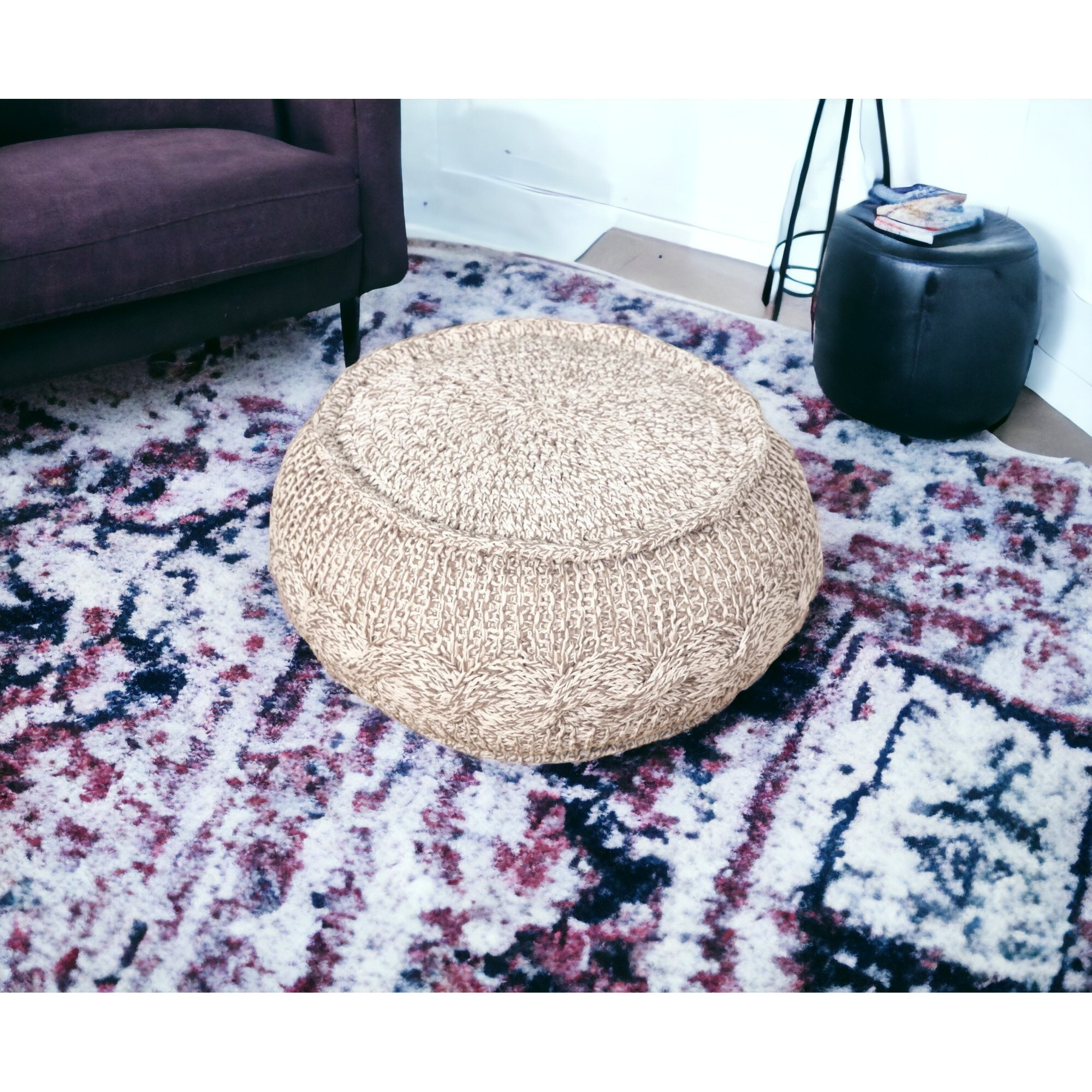 20 Beige 100% Cotton Ottoman