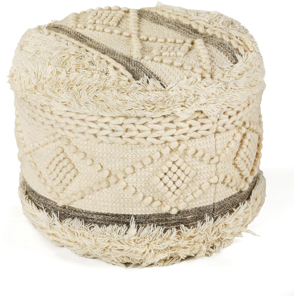 18 Cream Wool Ottoman