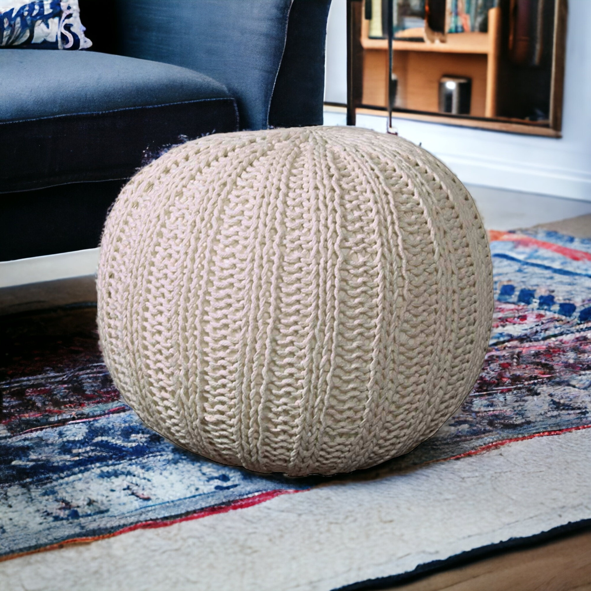 20 Beige 100% Cotton Ottoman