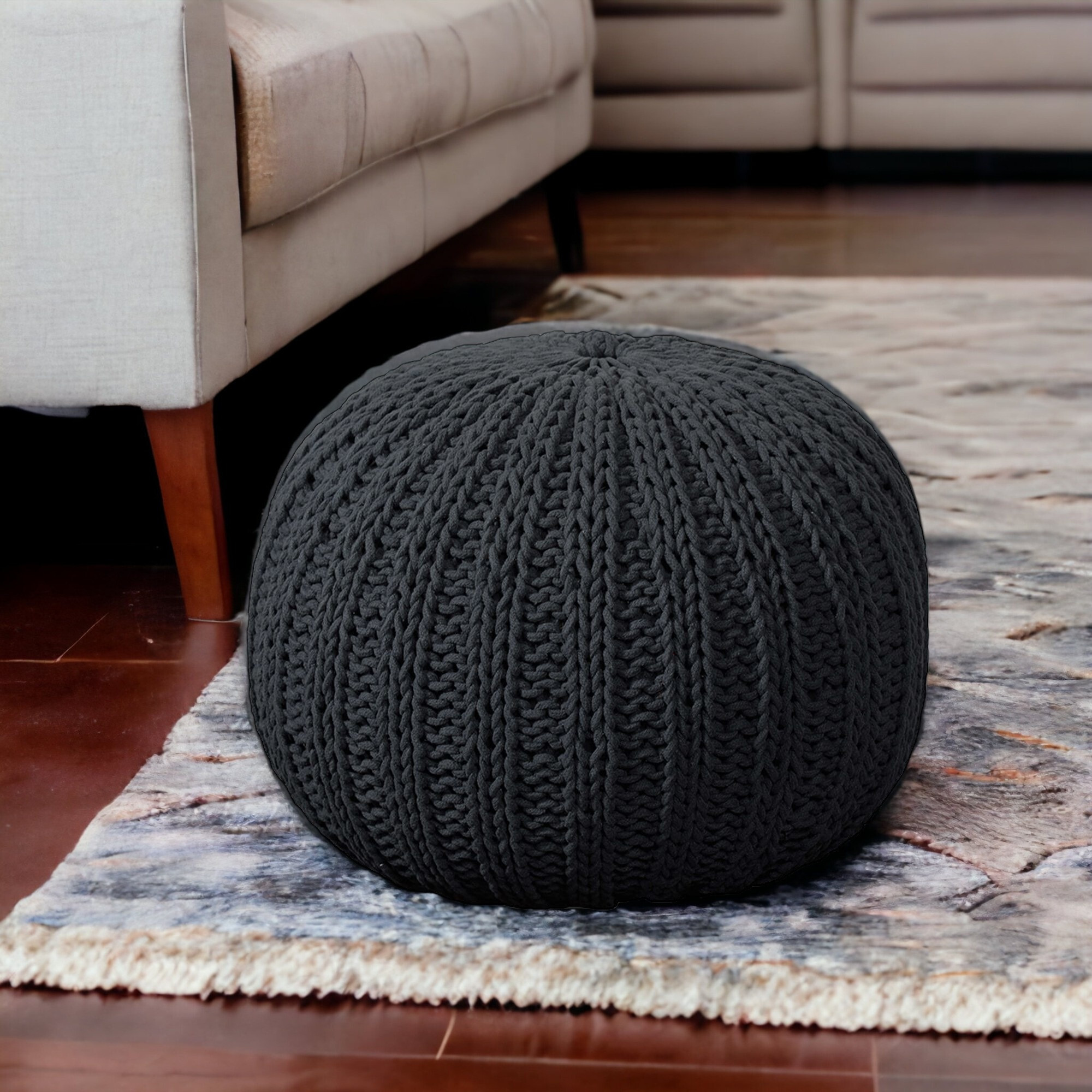 20 Black 100% Cotton Ottoman