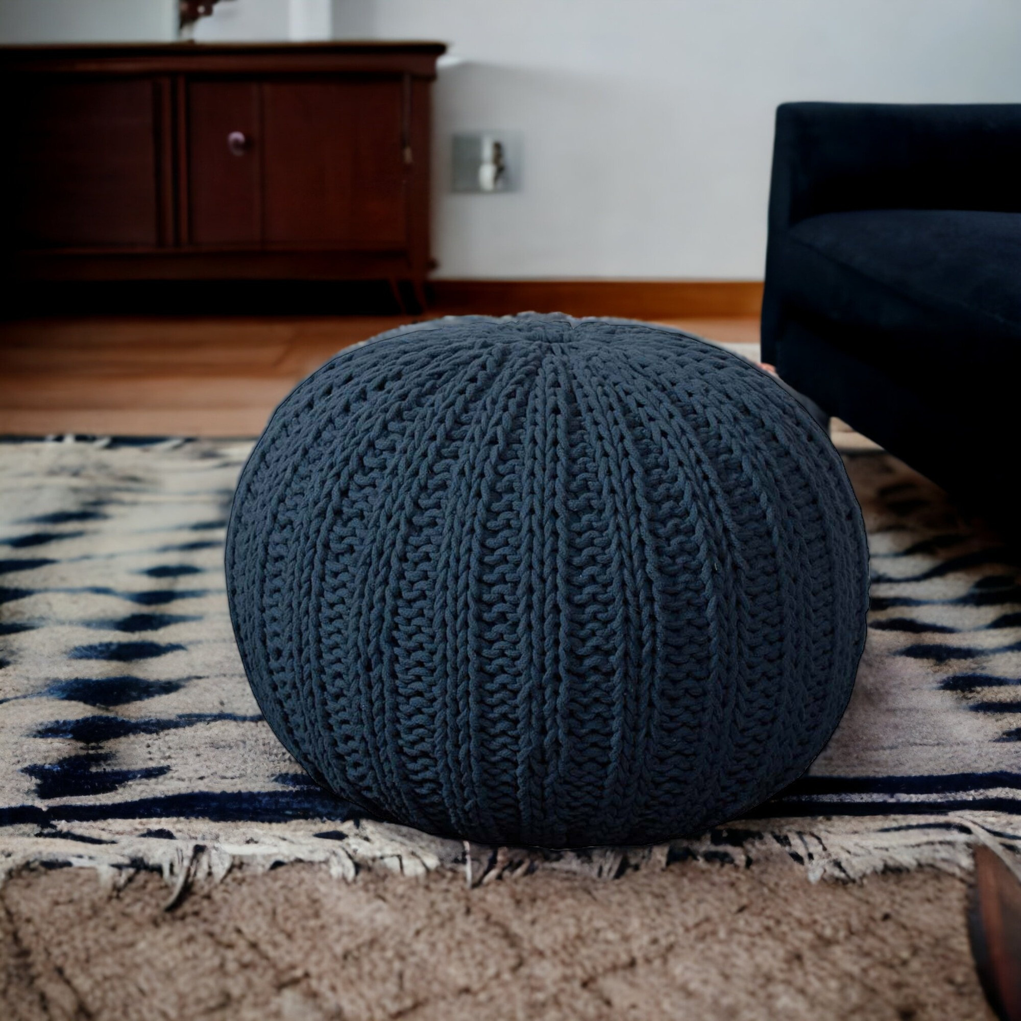 20 Blue 100% Cotton Ottoman
