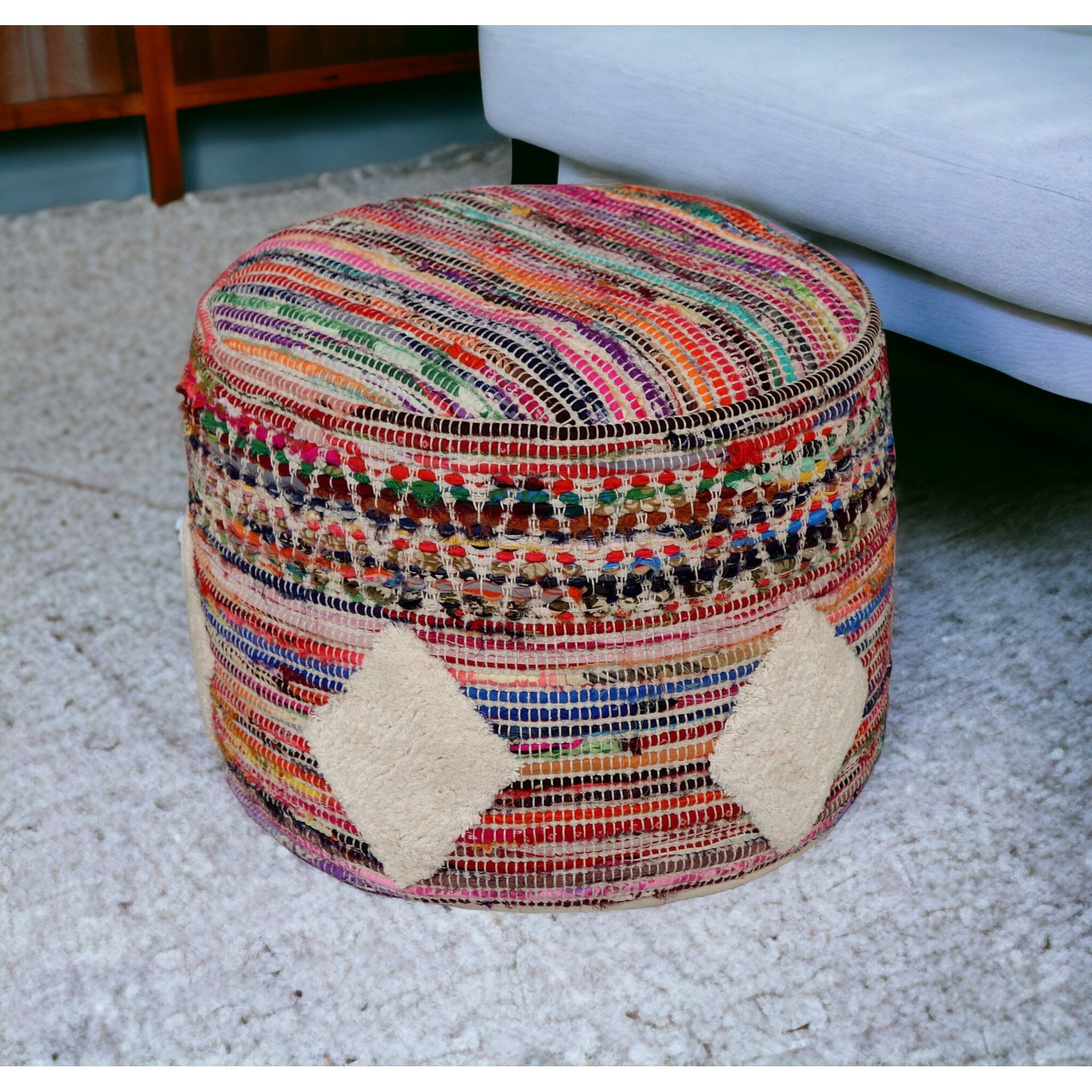 18 Multicolored Cotton Blend Ottoman